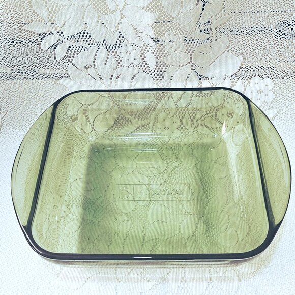 Anchor Hocking Green Square Pan 8" Presence glass baking dish bakeware 2qt - Picture 2 of 9